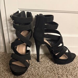 Black Velvet Strappy Heels.